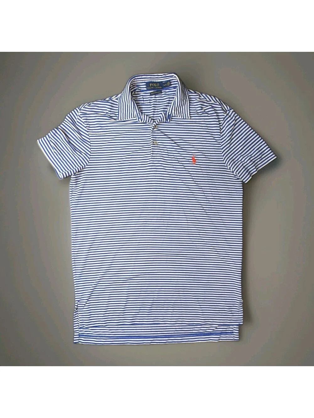 Polo Ralph Lauren Performance Polo Blue White Stripe Medium